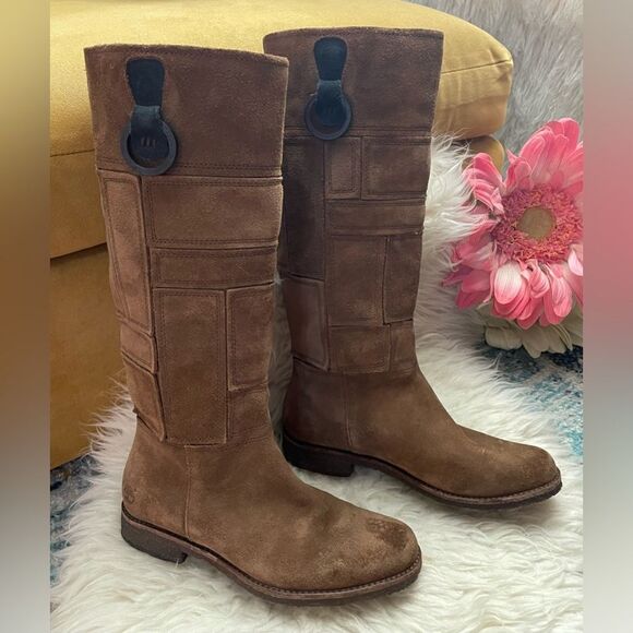 TIMBERLAND PATCHWORK SUEDE BOOTS PULL ON 7.5 - Picture 1 of 11